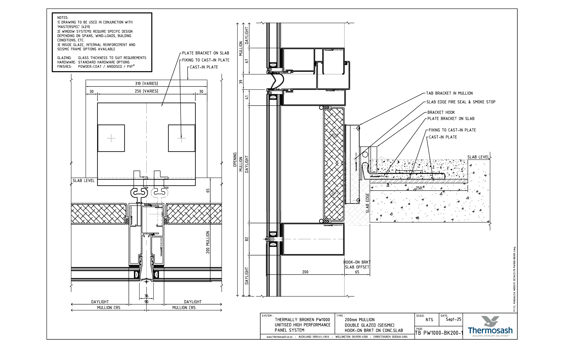 CAD Download - TB200 - PW1000 200mm Seismic DG - HookOn Bracket-Concrete