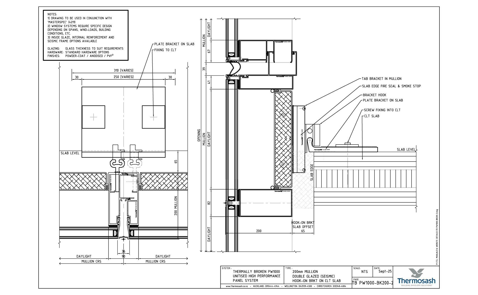 CAD Download - TB200 - PW1000 200mm Seismic DG - HookOn Bracket-CLT