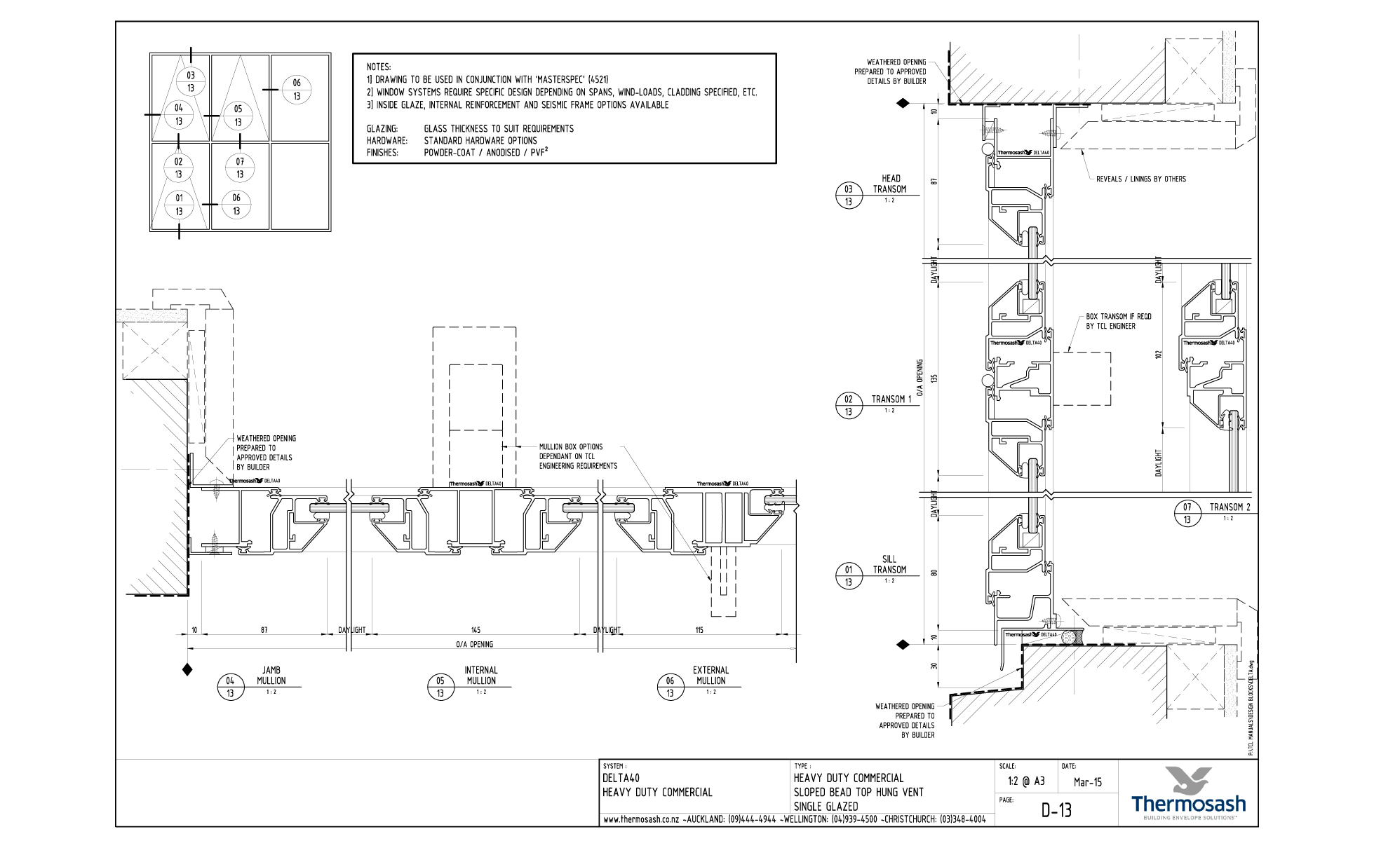 CAD Download - Delta 40 Commercial - Sloped Bead Top Hung Vent Single Glazed