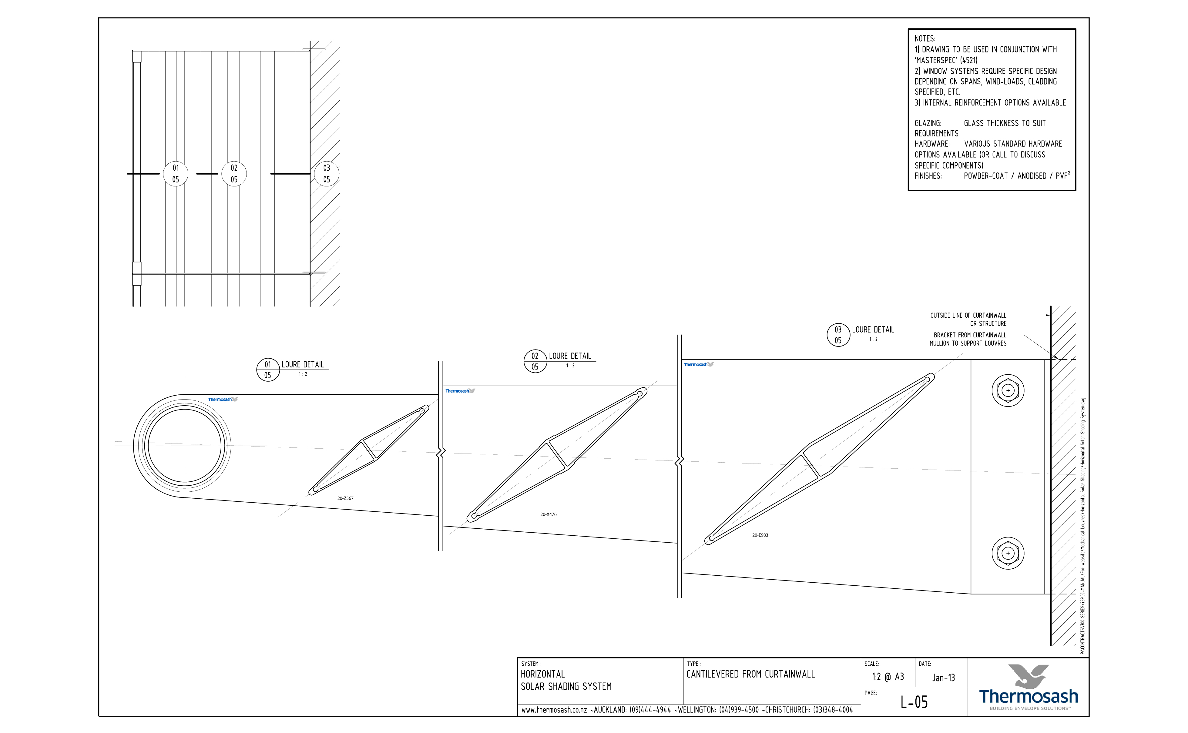 CAD Download - Horizontal Cantilevered from Curtainwall
