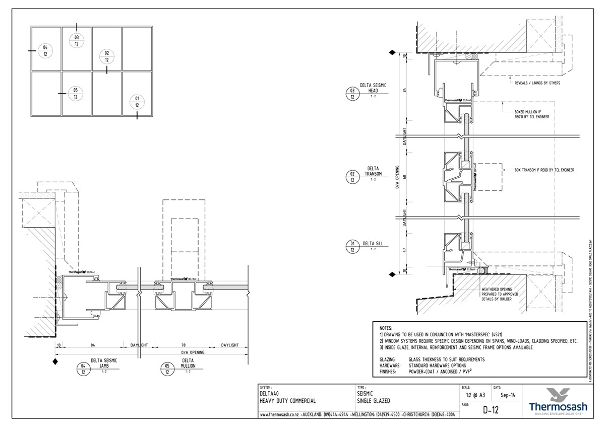 CAD Download - Delta 40 Commercial - Seismic Square Bead Single Glazed