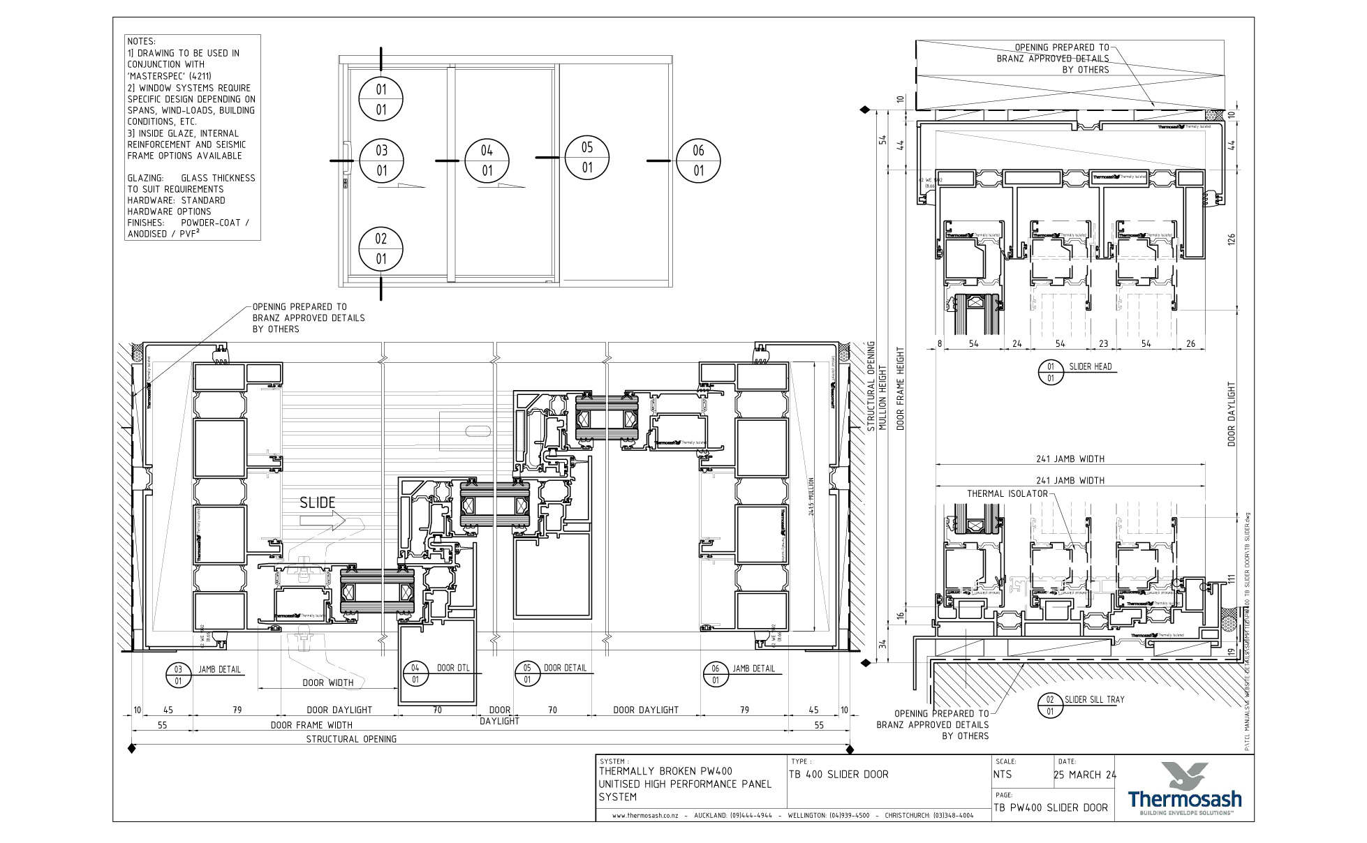 CAD Download - PW400TB-S Thermally Broken Slider Door