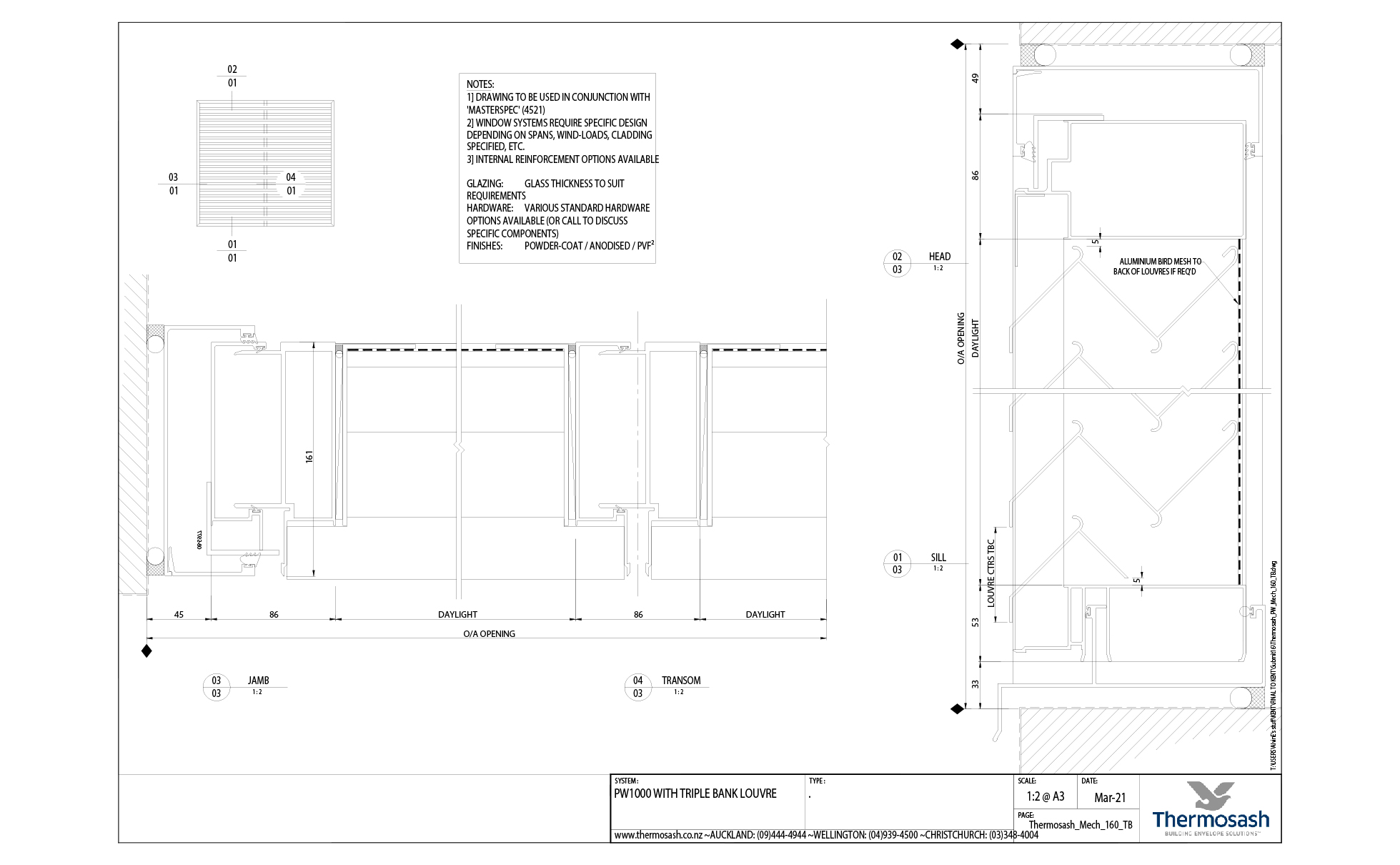 CAD Download - PW1000 160mm with Triple Bank Louvre