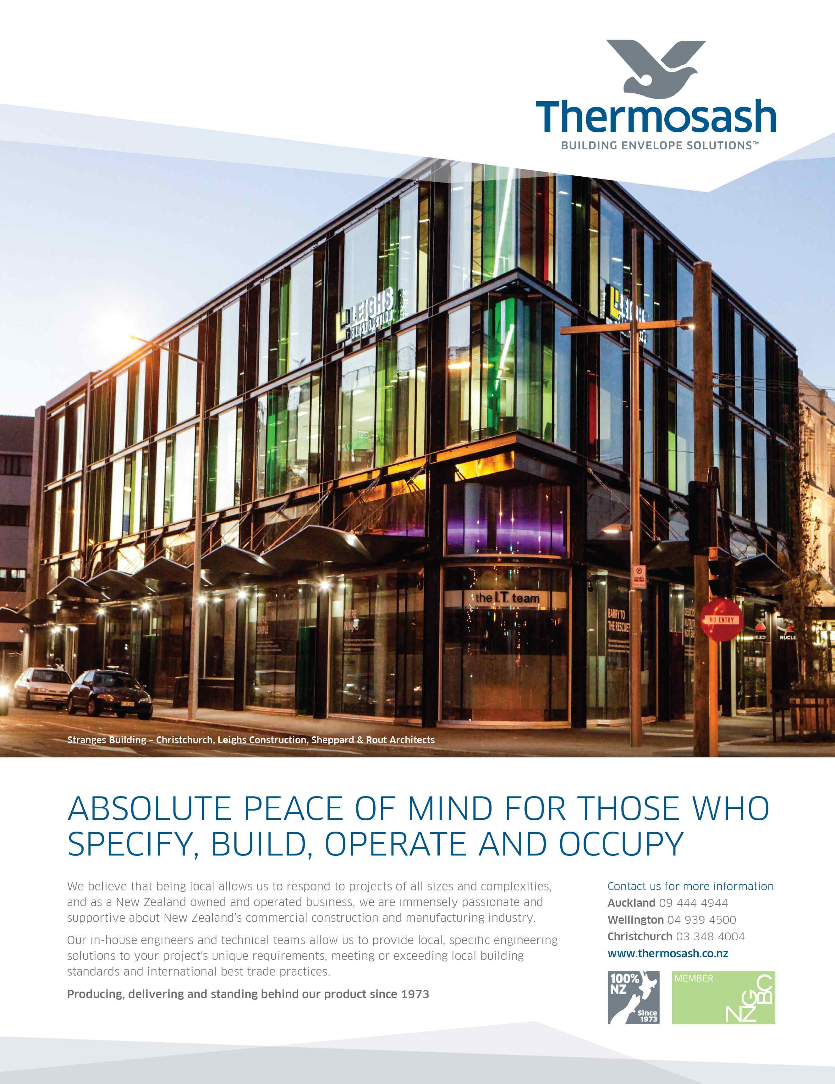 NZ owned and operated - supportive of NZ commercial construction