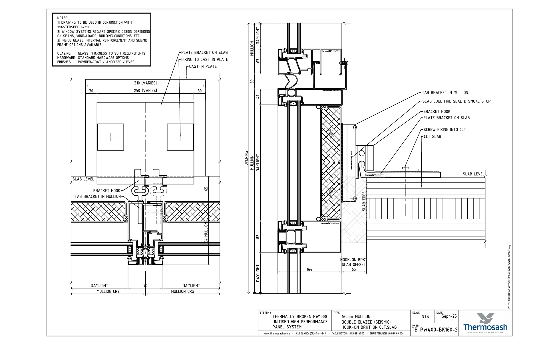 CAD Download - TB160- PW400 160mm Seismic DG - HookOn Bracket-CLT