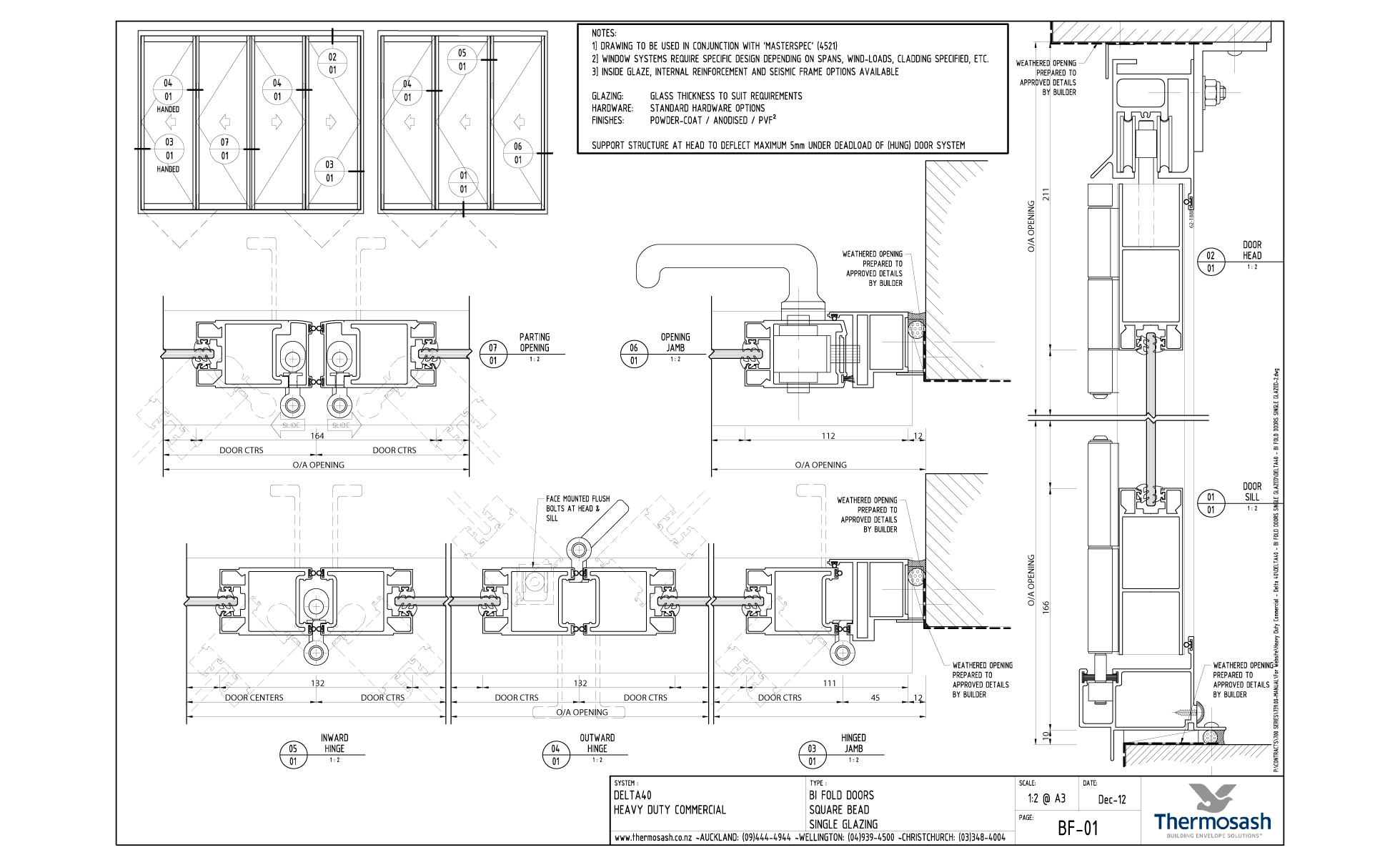 CAD Download - Delta 40 Commercial - Bi-Fold Square Bead Single Glazed Door