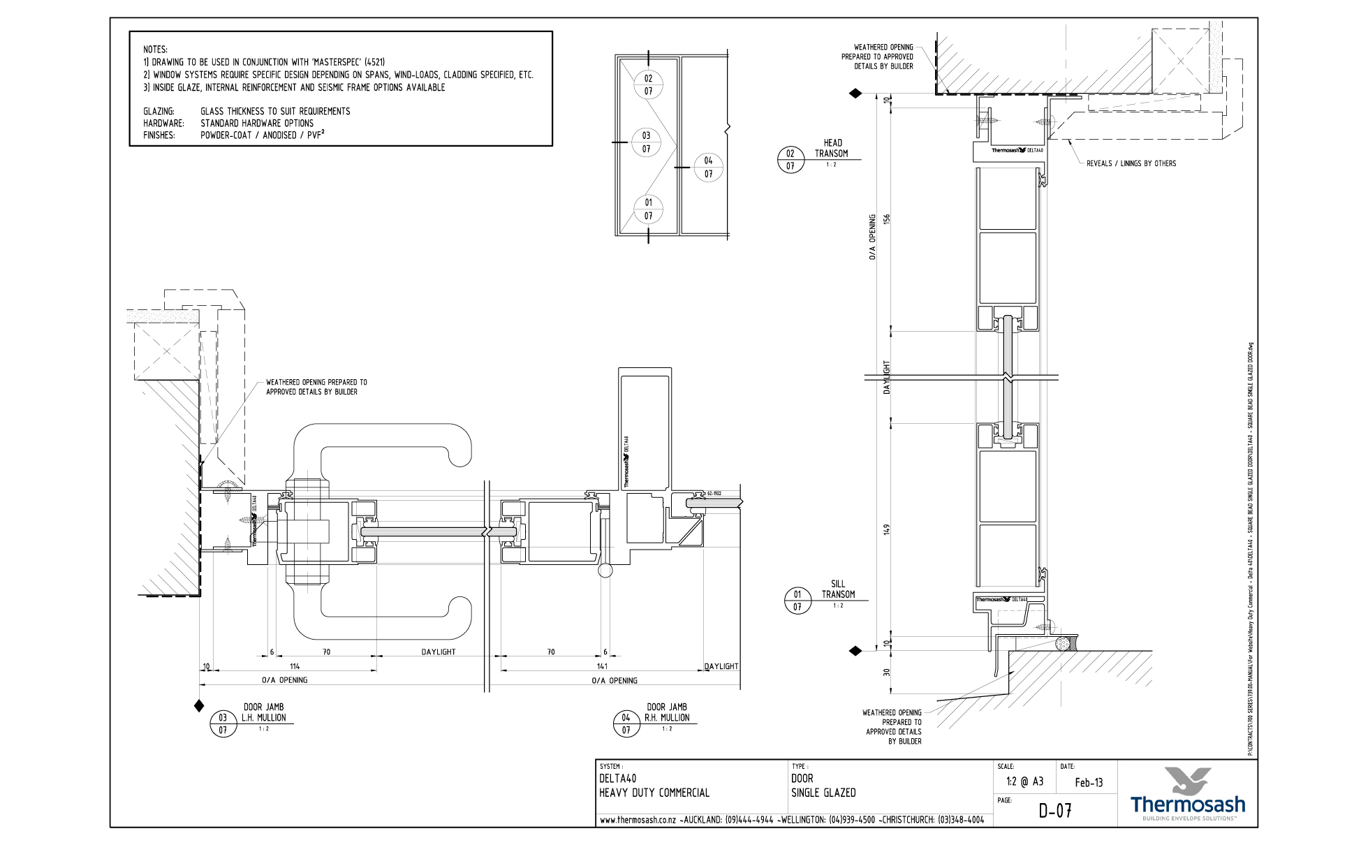 CAD Download - Delta 40 Commercial - Square Bead Single Glazed Door
