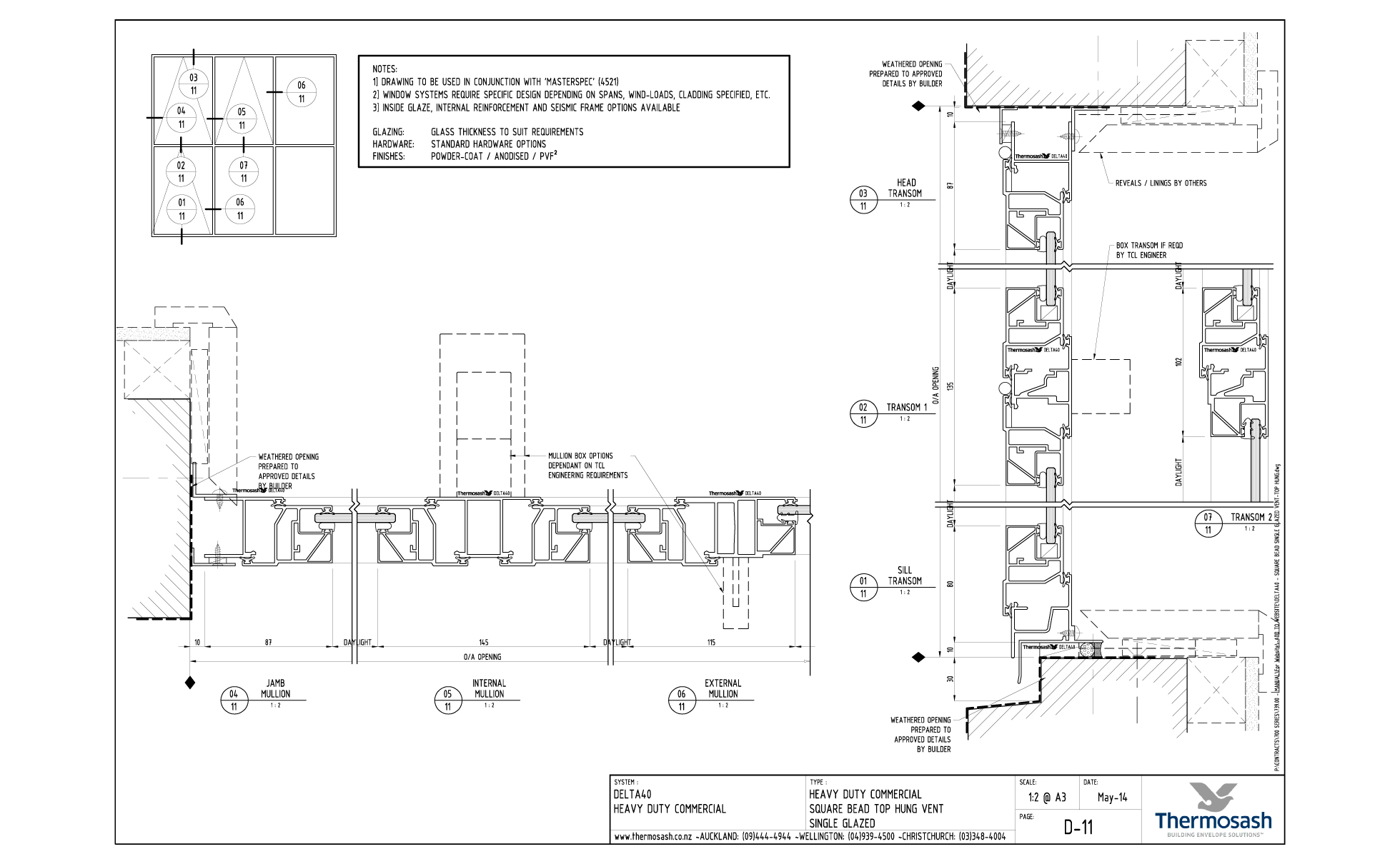 CAD Download - Delta 40 Commercial - Square Bead Single Glazed Top Hung Vent