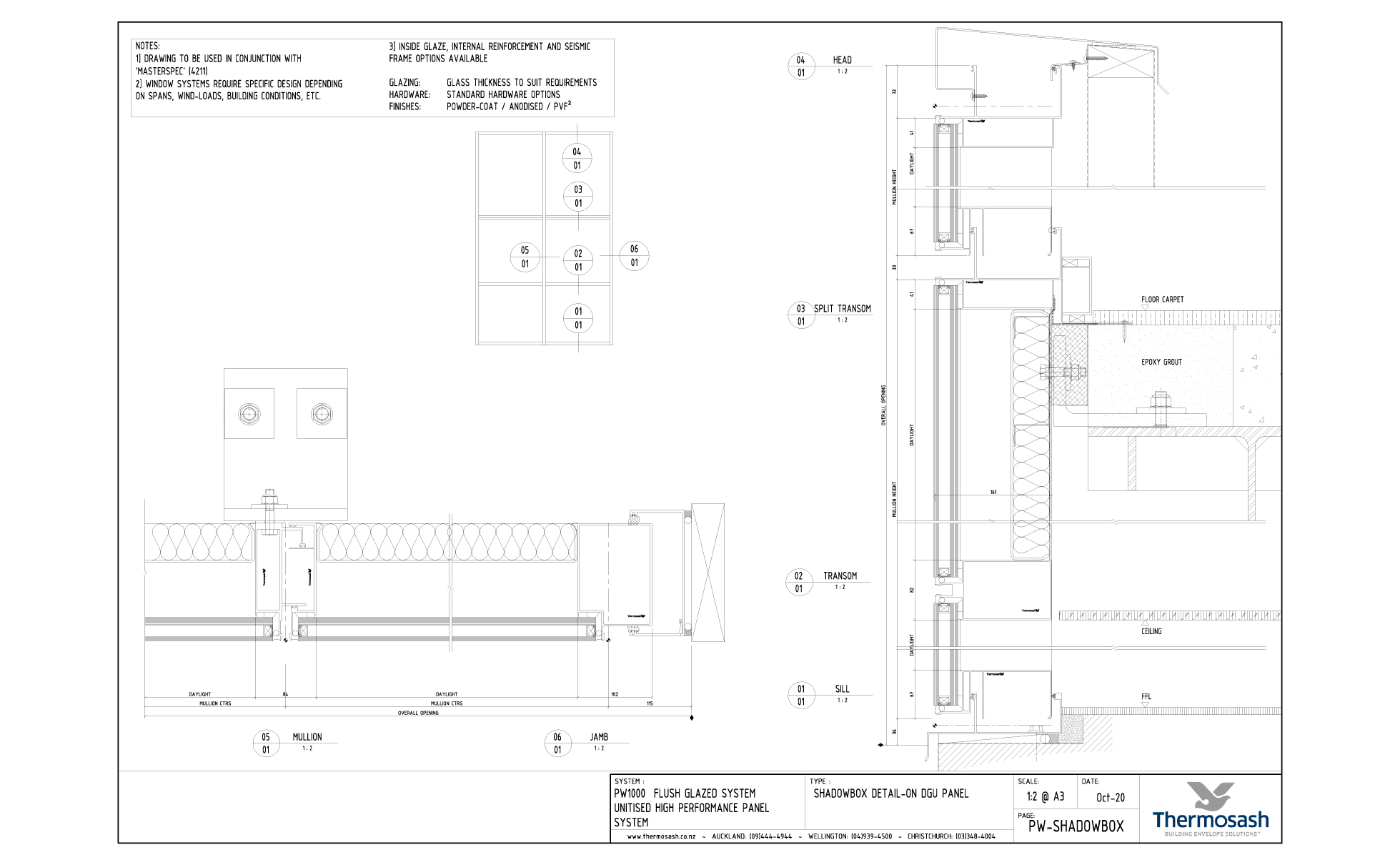 CAD Download - PW1000 - Shadowbox Detail on Double Glazed Panel