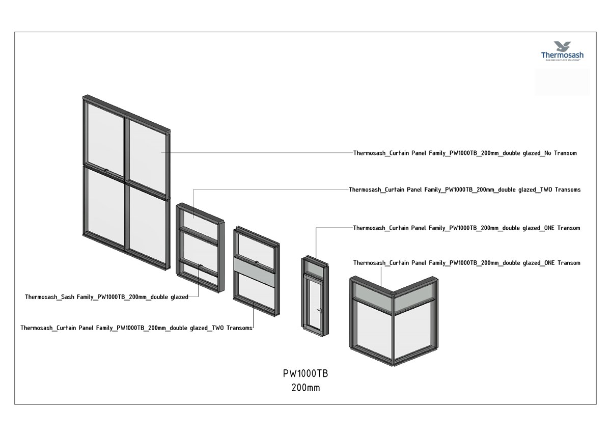 CAD Download - TB200 - PW1000 200mm Revit Family Showroom