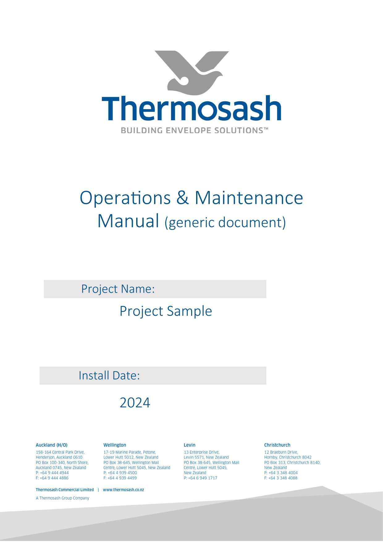 Thermosash Operations & Maintenance Manual - Generic
