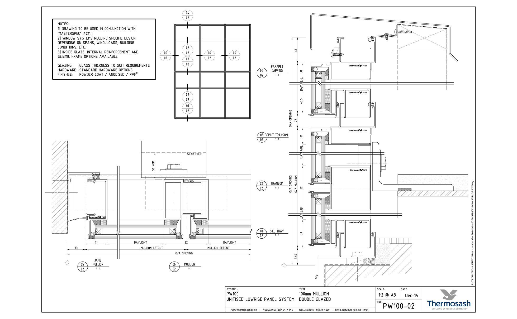 CAD Download - PW100 - 100mm Mullion Double Glazed