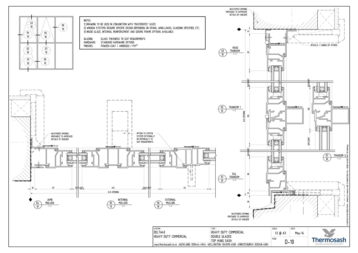 CAD Download - Delta 40 Commercial - Double Glazed Top Hung Sash