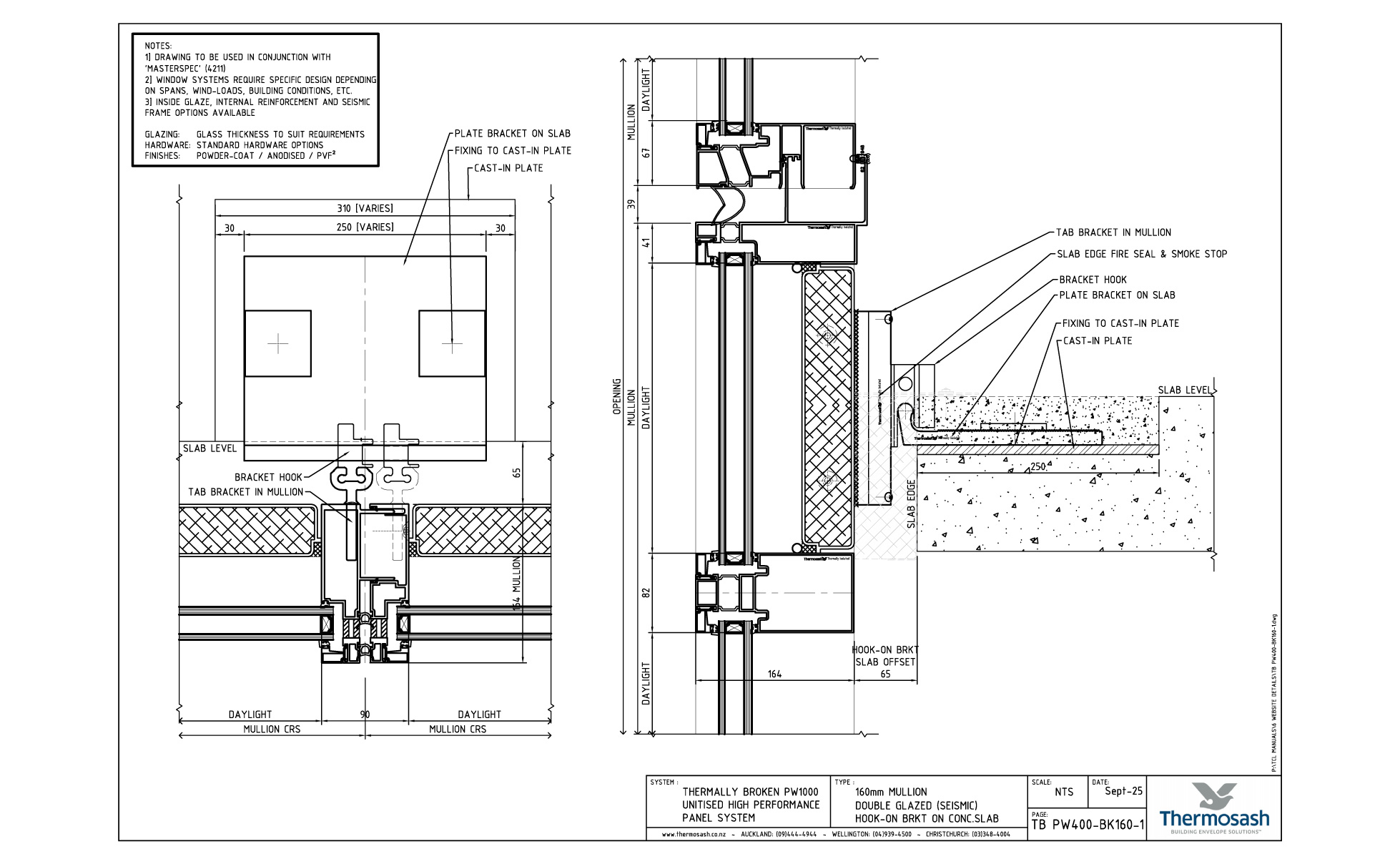 CAD Download - TB160- PW400 160mm Seismic DG - HookOn Bracket-Concrete