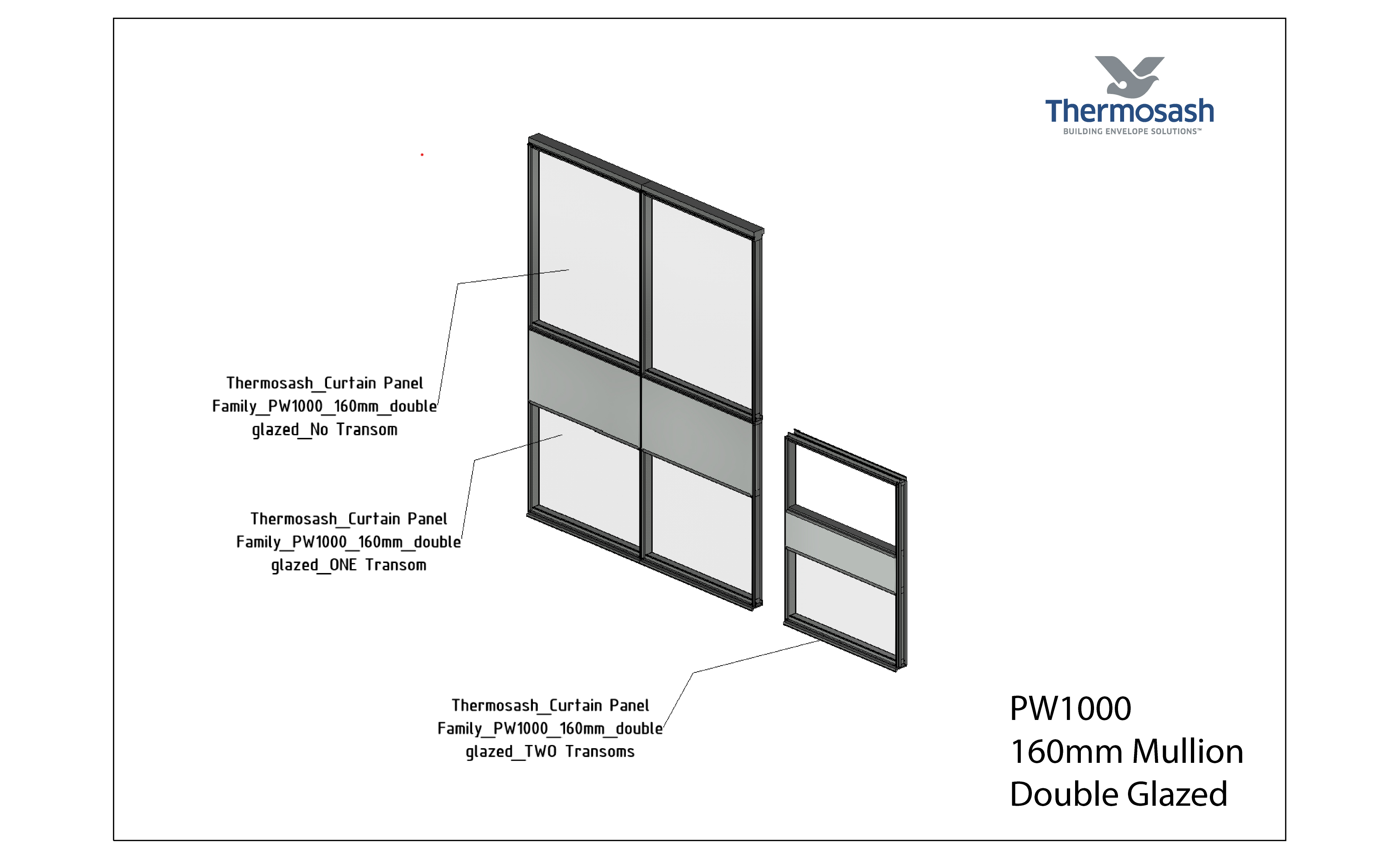 CAD Download - PW1000 - 160mm Double Glazed - Revit Family Showroom