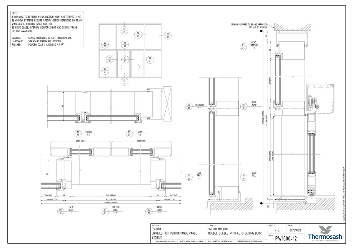 CAD Download - Auto Sliding Door - PW1000 160mm Mullion Double Glazed
