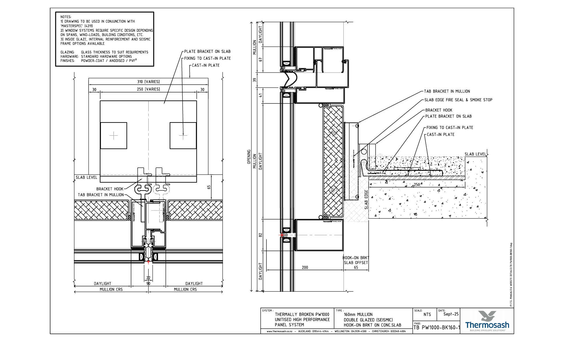 CAD Download - TB160 - PW1000 160mm Seismic DG - HookOn Bracket-Concrete