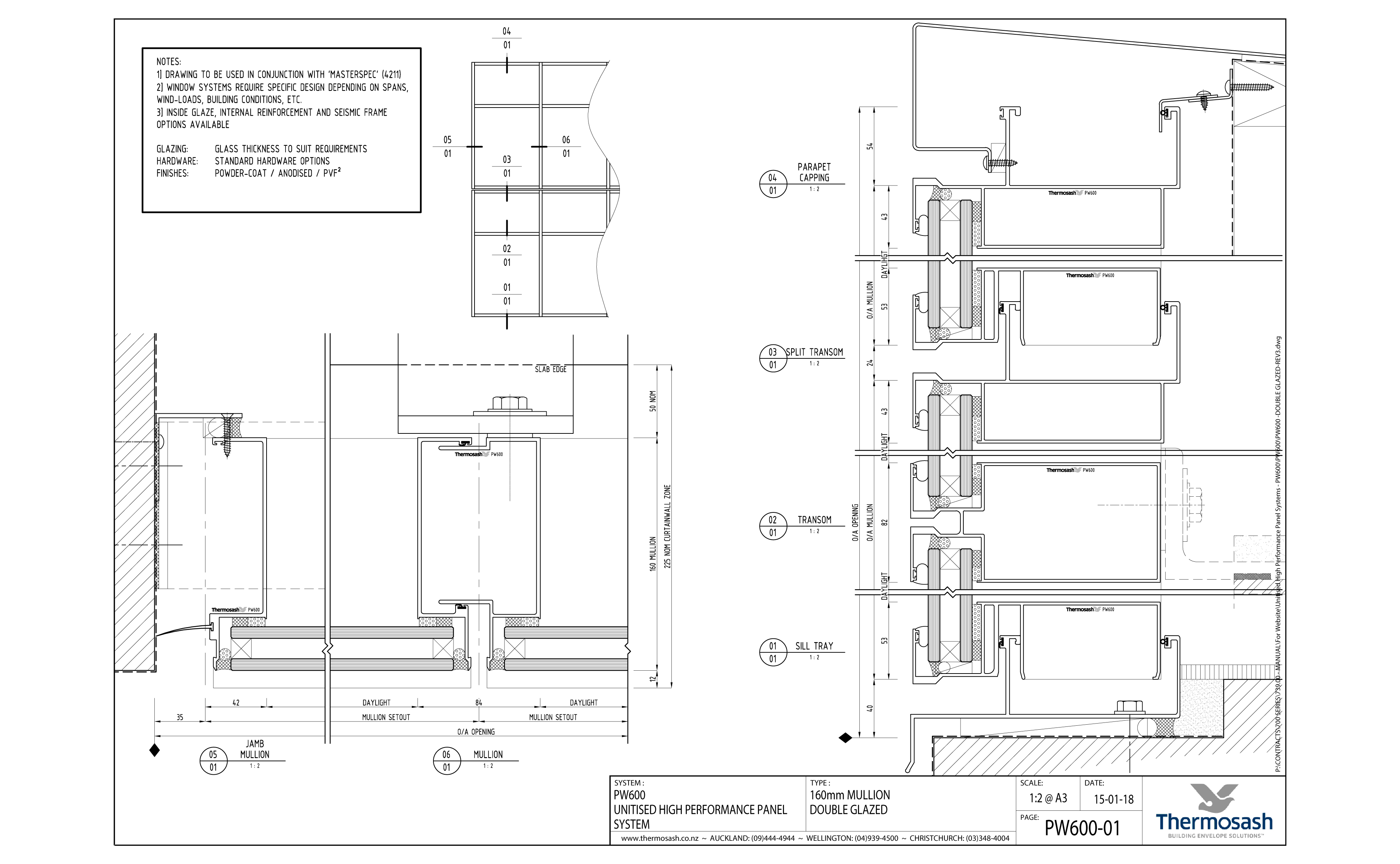 CAD Download - PW600 - 160mm Mullion Double Glazed